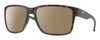 Profile View of Smith Optics Emerge Designer Polarized Sunglasses with Custom Cut Amber Brown Lenses in Matte Tortoise Havana Brown Gold Unisex Square Full Rim Acetate 60 mm
