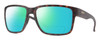 Profile View of Smith Optics Emerge Designer Polarized Reading Sunglasses with Custom Cut Powered Green Mirror Lenses in Matte Tortoise Havana Brown Gold Unisex Square Full Rim Acetate 60 mm