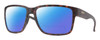 Profile View of Smith Optics Emerge Designer Polarized Reading Sunglasses with Custom Cut Powered Blue Mirror Lenses in Matte Tortoise Havana Brown Gold Unisex Square Full Rim Acetate 60 mm