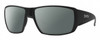 Profile View of Smith Optics Guides Choice Designer Polarized Sunglasses with Custom Cut Smoke Grey Lenses in Matte Black Unisex Rectangle Full Rim Acetate 62 mm