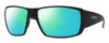 Profile View of Smith Optics Guides Choice Designer Polarized Reading Sunglasses with Custom Cut Powered Green Mirror Lenses in Matte Black Unisex Rectangle Full Rim Acetate 62 mm