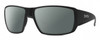 Profile View of Smith Optics Guides Choice Designer Polarized Sunglasses with Custom Cut Smoke Grey Lenses in Matte Black Unisex Rectangle Full Rim Acetate 62 mm