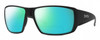 Profile View of Smith Optics Guides Choice Designer Polarized Reading Sunglasses with Custom Cut Powered Green Mirror Lenses in Matte Black Unisex Rectangle Full Rim Acetate 62 mm