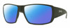 Profile View of Smith Optics Guides Choice Designer Polarized Sunglasses with Custom Cut Blue Mirror Lenses in Matte Moss Green Unisex Rectangle Full Rim Acetate 62 mm