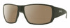 Profile View of Smith Optics Guides Choice Designer Polarized Reading Sunglasses with Custom Cut Powered Amber Brown Lenses in Matte Moss Green Unisex Rectangle Full Rim Acetate 62 mm
