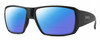 Profile View of Smith Optics Guides Choice S Designer Polarized Reading Sunglasses with Custom Cut Powered Blue Mirror Lenses in Matte Black Unisex Rectangle Full Rim Acetate 58 mm