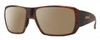 Profile View of Smith Optics Guides Choice S Designer Polarized Sunglasses with Custom Cut Amber Brown Lenses in Matte Tortoise Havana Brown Gold Unisex Rectangle Full Rim Acetate 58 mm