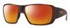 Profile View of Smith Optics Guides Choice S Designer Polarized Sunglasses with Custom Cut Red Mirror Lenses in Matte Tortoise Havana Brown Gold Unisex Rectangle Full Rim Acetate 58 mm