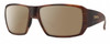 Profile View of Smith Optics Guides Choice S Designer Polarized Sunglasses with Custom Cut Amber Brown Lenses in Matte Tortoise Havana Brown Gold Unisex Rectangle Full Rim Acetate 58 mm