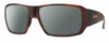 Profile View of Smith Optics Guides Choice S Designer Polarized Reading Sunglasses with Custom Cut Powered Smoke Grey Lenses in Matte Tortoise Havana Brown Gold Unisex Rectangle Full Rim Acetate 58 mm