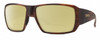 Profile View of Smith Optics Guides Choice S Designer Polarized Reading Sunglasses with Custom Cut Powered Sun Flower Yellow Lenses in Matte Tortoise Havana Brown Gold Unisex Rectangle Full Rim Acetate 58 mm