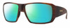 Profile View of Smith Optics Guides Choice S Designer Polarized Reading Sunglasses with Custom Cut Powered Green Mirror Lenses in Matte Tortoise Havana Brown Gold Unisex Rectangle Full Rim Acetate 58 mm