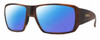 Profile View of Smith Optics Guides Choice S Designer Polarized Reading Sunglasses with Custom Cut Powered Blue Mirror Lenses in Matte Tortoise Havana Brown Gold Unisex Rectangle Full Rim Acetate 58 mm