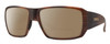 Profile View of Smith Optics Guides Choice S Designer Polarized Reading Sunglasses with Custom Cut Powered Amber Brown Lenses in Matte Tortoise Havana Brown Gold Unisex Rectangle Full Rim Acetate 58 mm