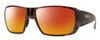 Profile View of Smith Optics Guides Choice S Designer Polarized Sunglasses with Custom Cut Red Mirror Lenses in Tortoise Havana Brown Gold Unisex Rectangle Full Rim Acetate 58 mm