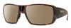 Profile View of Smith Optics Guides Choice S Designer Polarized Reading Sunglasses with Custom Cut Powered Amber Brown Lenses in Tortoise Havana Brown Gold Unisex Rectangle Full Rim Acetate 58 mm