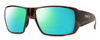 Profile View of Smith Optics Guides Choice S Designer Polarized Reading Sunglasses with Custom Cut Powered Green Mirror Lenses in Tortoise Havana Brown Gold Unisex Rectangle Full Rim Acetate 58 mm