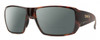 Profile View of Smith Optics Guides Choice S Designer Polarized Reading Sunglasses with Custom Cut Powered Smoke Grey Lenses in Tortoise Havana Brown Gold Unisex Rectangle Full Rim Acetate 58 mm