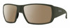 Profile View of Smith Optics Guides Choice XL Designer Polarized Sunglasses with Custom Cut Amber Brown Lenses in Matte Moss Green Unisex Rectangle Full Rim Acetate 63 mm
