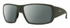Profile View of Smith Optics Guides Choice XL Designer Polarized Sunglasses with Custom Cut Smoke Grey Lenses in Matte Moss Green Unisex Rectangle Full Rim Acetate 63 mm