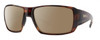 Profile View of Smith Optics Guides Choice XL Designer Polarized Sunglasses with Custom Cut Amber Brown Lenses in Tortoise Havana Brown Gold Unisex Rectangle Full Rim Acetate 63 mm