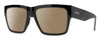 Profile View of Smith Optics Lineup Designer Polarized Sunglasses with Custom Cut Amber Brown Lenses in Gloss Black Unisex Square Full Rim Acetate 58 mm