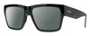 Profile View of Smith Optics Lineup Designer Polarized Reading Sunglasses with Custom Cut Powered Smoke Grey Lenses in Gloss Black Unisex Square Full Rim Acetate 58 mm