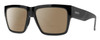 Profile View of Smith Optics Lineup Designer Polarized Reading Sunglasses with Custom Cut Powered Amber Brown Lenses in Gloss Black Unisex Square Full Rim Acetate 58 mm