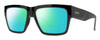 Profile View of Smith Optics Lineup Designer Polarized Reading Sunglasses with Custom Cut Powered Green Mirror Lenses in Gloss Black Unisex Square Full Rim Acetate 58 mm