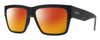 Profile View of Smith Optics Lineup Designer Polarized Sunglasses with Custom Cut Red Mirror Lenses in Matte Black Unisex Square Full Rim Acetate 58 mm