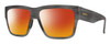 Profile View of Smith Optics Lineup Designer Polarized Sunglasses with Custom Cut Red Mirror Lenses in Matte Gray Horn Marble Stripe Unisex Square Full Rim Acetate 58 mm
