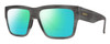 Profile View of Smith Optics Lineup Designer Polarized Reading Sunglasses with Custom Cut Powered Green Mirror Lenses in Matte Gray Horn Marble Stripe Unisex Square Full Rim Acetate 58 mm