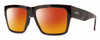 Profile View of Smith Optics Lineup Designer Polarized Sunglasses with Custom Cut Red Mirror Lenses in Tortoise Havana Brown Gold Unisex Square Full Rim Acetate 58 mm