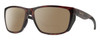 Profile View of Smith Optics Longfin Designer Polarized Reading Sunglasses with Custom Cut Powered Amber Brown Lenses in Matte Tortoise Havana Brown Gold Unisex Wrap Full Rim Acetate 59 mm