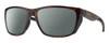 Profile View of Smith Optics Longfin Designer Polarized Reading Sunglasses with Custom Cut Powered Smoke Grey Lenses in Matte Tortoise Havana Brown Gold Unisex Wrap Full Rim Acetate 59 mm