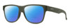 Profile View of Smith Optics Lowdown Slim 2 Designer Polarized Reading Sunglasses with Custom Cut Powered Blue Mirror Lenses in Matte Moss Crystal Green Unisex Classic Full Rim Acetate 53 mm