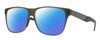 Profile View of Smith Optics Lowdown Steel Designer Polarized Sunglasses with Custom Cut Blue Mirror Lenses in Matte Moss Crystal Green/Gunmetal Unisex Classic Full Rim Acetate 56 mm