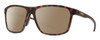 Profile View of Smith Optics Pinpoint Designer Polarized Sunglasses with Custom Cut Amber Brown Lenses in Matte Tortoise Havana Brown Gold Unisex Square Full Rim Acetate 59 mm