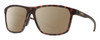 Profile View of Smith Optics Pinpoint Designer Polarized Reading Sunglasses with Custom Cut Powered Amber Brown Lenses in Matte Tortoise Havana Brown Gold Unisex Square Full Rim Acetate 59 mm