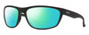 Profile View of Smith Optics Redding Designer Polarized Reading Sunglasses with Custom Cut Powered Green Mirror Lenses in Matte Black Unisex Wrap Full Rim Acetate 65 mm