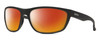 Profile View of Smith Optics Redding Designer Polarized Sunglasses with Custom Cut Red Mirror Lenses in Matte Black Unisex Wrap Full Rim Acetate 65 mm