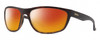 Profile View of Smith Optics Redding Designer Polarized Sunglasses with Custom Cut Red Mirror Lenses in Matte Tortoise Havana Brown Gold Unisex Wrap Full Rim Acetate 65 mm