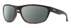 Profile View of Smith Optics Redding Designer Polarized Sunglasses with Custom Cut Smoke Grey Lenses in Matte Tortoise Havana Brown Gold Unisex Wrap Full Rim Acetate 65 mm