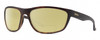 Profile View of Smith Optics Redding Designer Polarized Reading Sunglasses with Custom Cut Powered Sun Flower Yellow Lenses in Matte Tortoise Havana Brown Gold Unisex Wrap Full Rim Acetate 65 mm