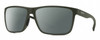 Profile View of Smith Optics Riptide Designer Polarized Sunglasses with Custom Cut Smoke Grey Lenses in Matte Moss Green Unisex Rectangle Full Rim Acetate 61 mm