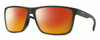 Profile View of Smith Optics Riptide Designer Polarized Sunglasses with Custom Cut Red Mirror Lenses in Matte Moss Green Unisex Rectangle Full Rim Acetate 61 mm