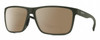 Profile View of Smith Optics Riptide Designer Polarized Reading Sunglasses with Custom Cut Powered Amber Brown Lenses in Matte Moss Green Unisex Rectangle Full Rim Acetate 61 mm
