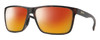 Profile View of Smith Optics Riptide Designer Polarized Sunglasses with Custom Cut Red Mirror Lenses in Matte Tortoise Havana Brown Gold Unisex Rectangle Full Rim Acetate 61 mm