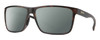 Profile View of Smith Optics Riptide Designer Polarized Sunglasses with Custom Cut Smoke Grey Lenses in Matte Tortoise Havana Brown Gold Unisex Rectangle Full Rim Acetate 61 mm
