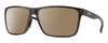 Profile View of Smith Optics Riptide Designer Polarized Sunglasses with Custom Cut Amber Brown Lenses in Matte Tortoise Havana Brown Gold Unisex Rectangle Full Rim Acetate 61 mm